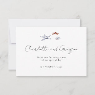 Ocean Beach Watercolor Coastal Wedding Thank You  Card