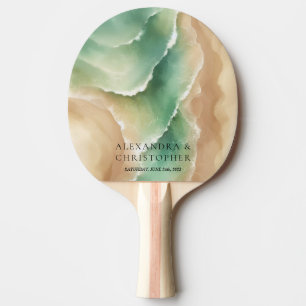 Ocean Beach Watercolor Signature Summer Sunny Ping Pong Paddle