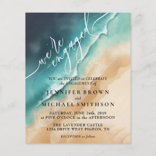 Ocean Beach Watercolor Summer Engagement Flyer