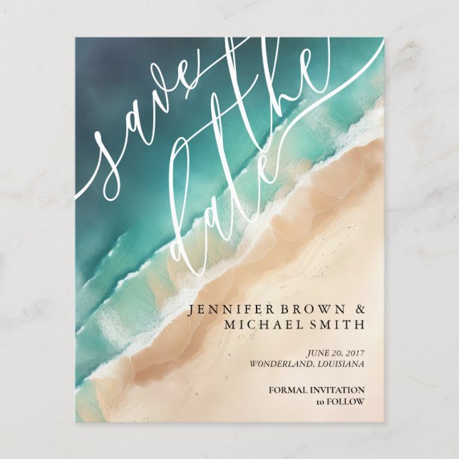 Ocean Beach Watercolor Summer Wedding Flyer (Front)