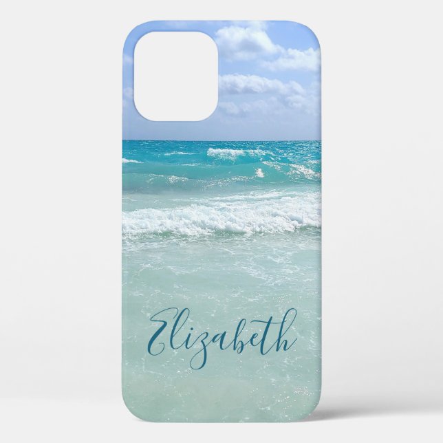 Ocean Beach Waves Add Your Name Case-Mate iPhone Case (Back)