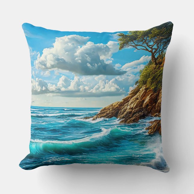 Ocean beach waves cushion (Front)