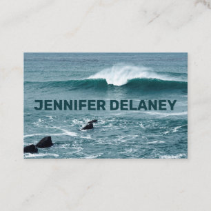 Ocean Beach Waves Sea Blue Teal Photo Travel Business Card