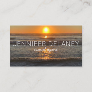 Ocean Beach Waves Sunset Nature Photo Travel Business Card