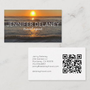 Ocean Beach Waves Sunset Nature Photo Travel QR Business Card