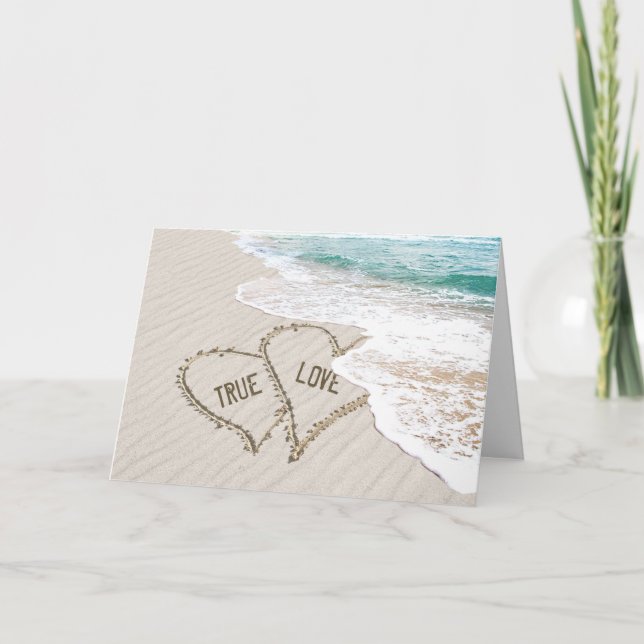 Ocean Beach Wedding Hearts Card (Front)