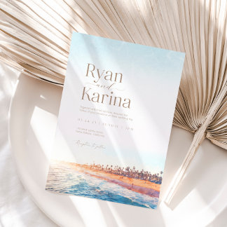 Ocean Beach Wedding Invitation, Coastal Sea invite