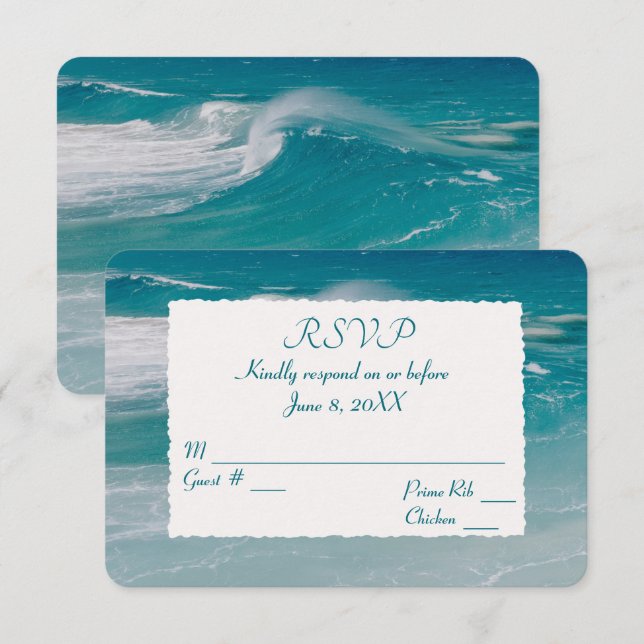 Ocean Beach Wedding RSVP  Invitation (Front/Back)