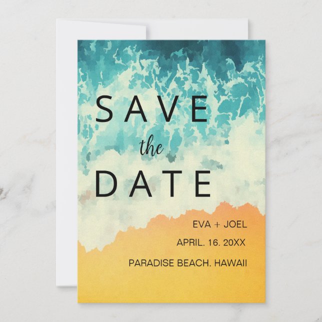 Ocean Beach Wedding Save The Date for the summer (Front)