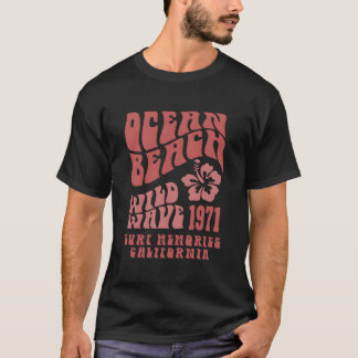 Ocean Beach Wild Wave Surf Aesthetic Words On Back T-Shirt