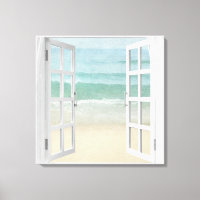Ocean Beach Window Watercolor