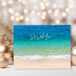 Ocean Beach Wish You Merry Christmas Holiday Postcard