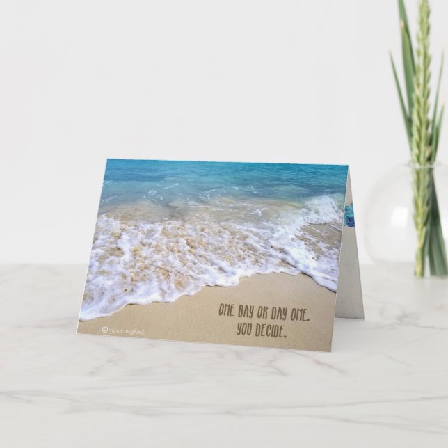 ocean beach with inspirational quote card (Front)