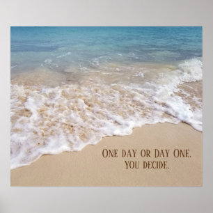 ocean beach with inspirational quote poster