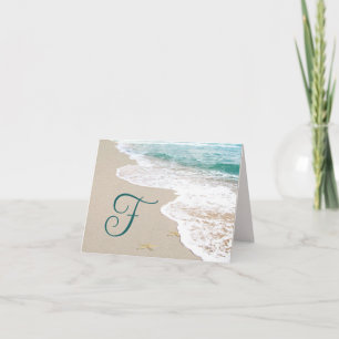 Ocean Beach With Monogram Letter F Note Card