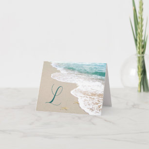 Ocean Beach With Monogram Letter L Note Card