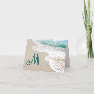 Ocean Beach With Monogram Letter M Note Card