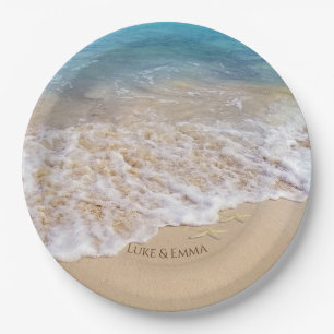 Ocean Beach with starfish Paper Plate