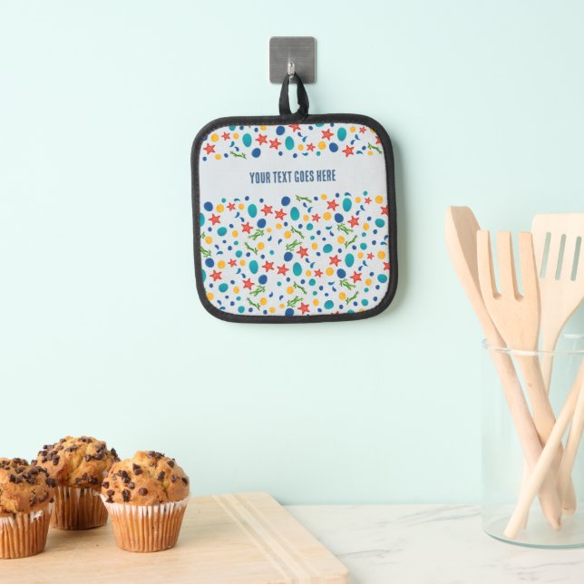 Ocean beach with starfish, shells and pebbles pot holder (Insitu(Hanging))