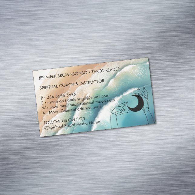 Ocean Beach Yoga Reiki Celestial Hand Magnetic Business Card (In Situ)