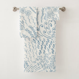 Ocean Beachy Coral Bath Towel Set