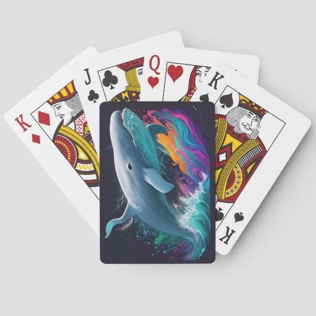 Ocean Beluga Whale Fantasy Colour Splash Playing Cards (Back)