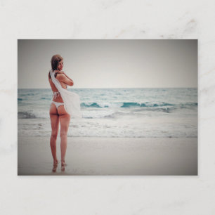 Ocean Bikini Young Woman Holiday Summer Thong Postcard