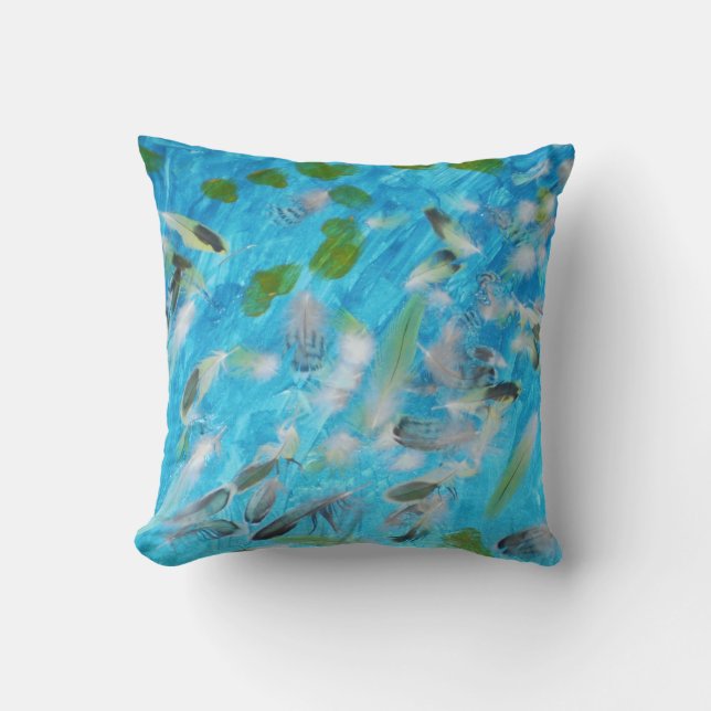 Ocean Birds Throw Pillow (Front)