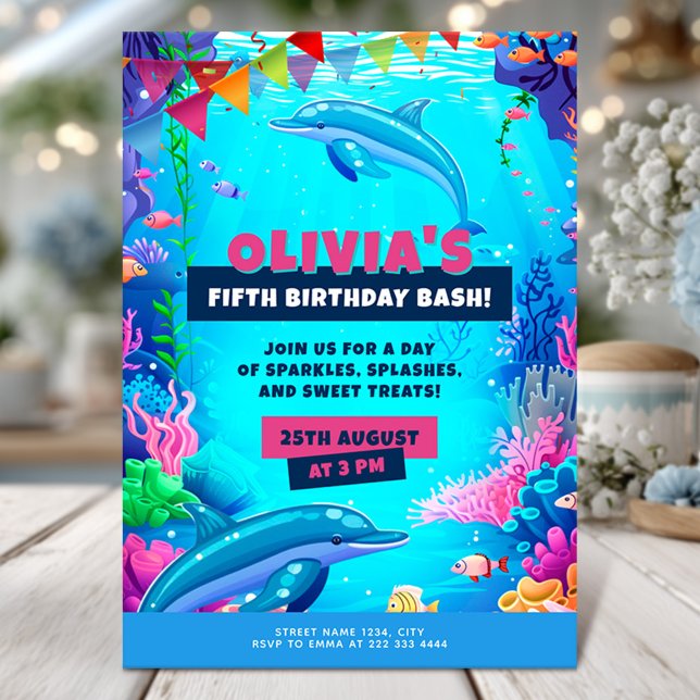 Ocean birthday, Sea Dolphin Party Invitation (Creator Uploaded)