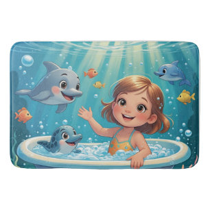 Ocean Bliss Bath Time girl cute dolphins Mat