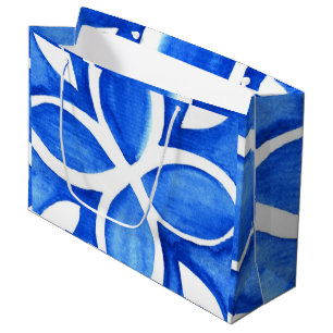 Ocean Bloom Portuguese Minimal Blue and White Large Gift Bag