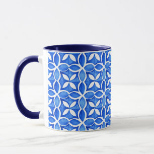 Ocean Bloom Portuguese Minimal Blue and White Mug