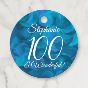 Ocean Blue 100 and Wonderful Birthday Party Favour Tags
