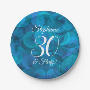 Ocean Blue 30 and Flirty Birthday Party Paper Plate