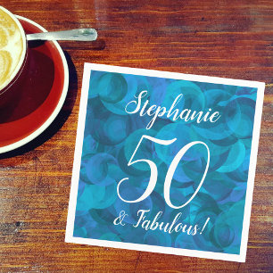 Ocean Blue 50 and Fabulous Birthday Party Napkin