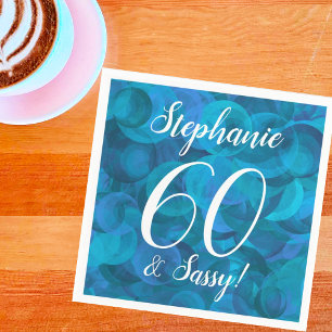 Ocean Blue 60 and Sassy Birthday Party Napkin