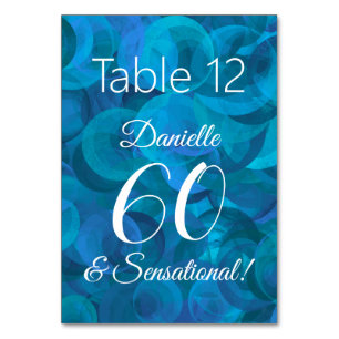 Ocean Blue 60 and Sensational Birthday Party Table Number