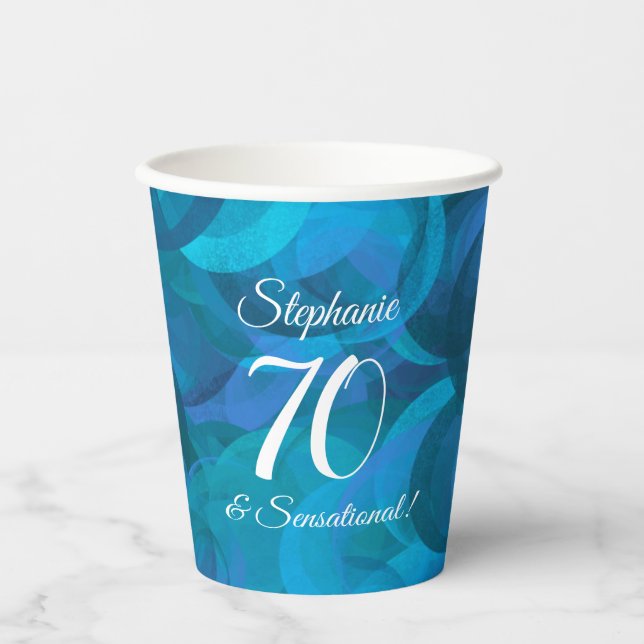 Ocean Blue 70 and Sensational Birthday Party Paper Cups (Front)