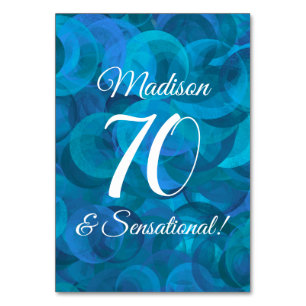 Ocean Blue 70 & Sensational Birthday Party Table Number