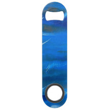 Ocean Blue Abstract Stainless Steel Bottle Opener