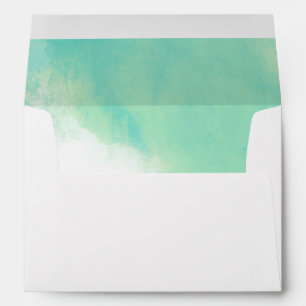 Ocean Blue Abstract Watercolor Wedding Envelopes