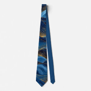 Ocean Blue Abstract Waves – Elegant Coastal Design Tie