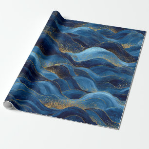 Ocean Blue Abstract Waves – Elegant Coastal Design Wrapping Paper