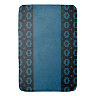 Ocean Blue and Black: Geometriana 2 Bath Mat
