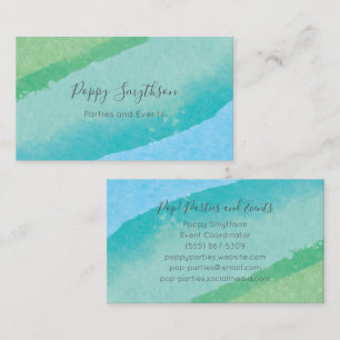 Ocean Blue and Green Modern Watercolor Business Card