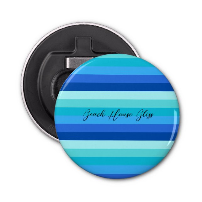 Ocean Blue and Green Striped  Bottle Opener (Front)