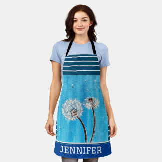 Ocean Blue and white Floral All-Over Print Apron