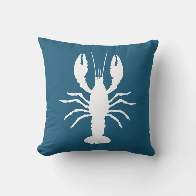Ocean Blue and White Lobster Shape Cushion (Front)
