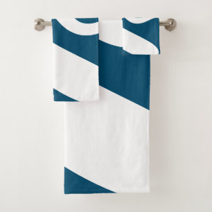 Ocean Blue and White Swirl Wave Bath Towel Set