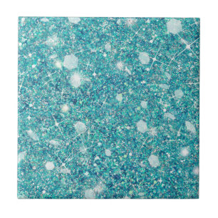 Ocean Blue Aqua Colour Faux Glitter Solid Tile